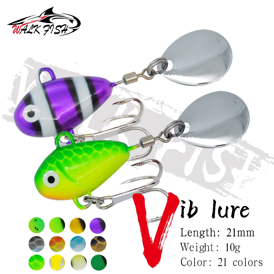 WALK FISH 10g 2.1cm Spinning Swimbait Sea Fishing Lures Spinnerbait Vibration Metal Vib Artificial Bait Carp Fishing Accessories