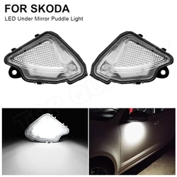 LED Under Side Mirror Light Puddle Lamps For Skoda Octavia Karoq Kodiaq Superb 2Pcs 6000K White For VW T-Roc A1 2018-