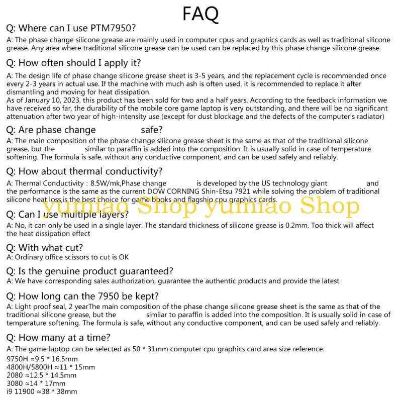 587B PTM7950SP CALHO CONDUTURAÇÃO SILICONE GEXAS CPU Pasta Térmica GPU Notebook Fase