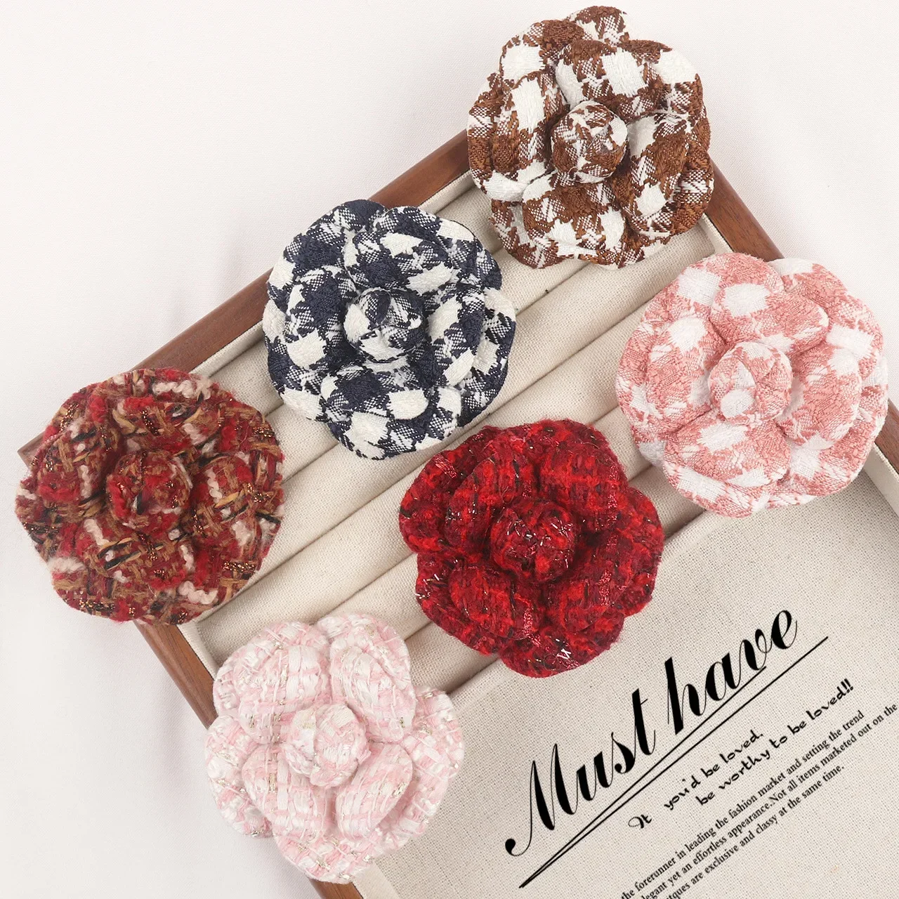 

Корейский стиль, чайная роза, супер фиксированная высококачественная твидовая ткань, аксессуары, брошь, заколка для волос, аксессуары для одежды, вышивка цветов