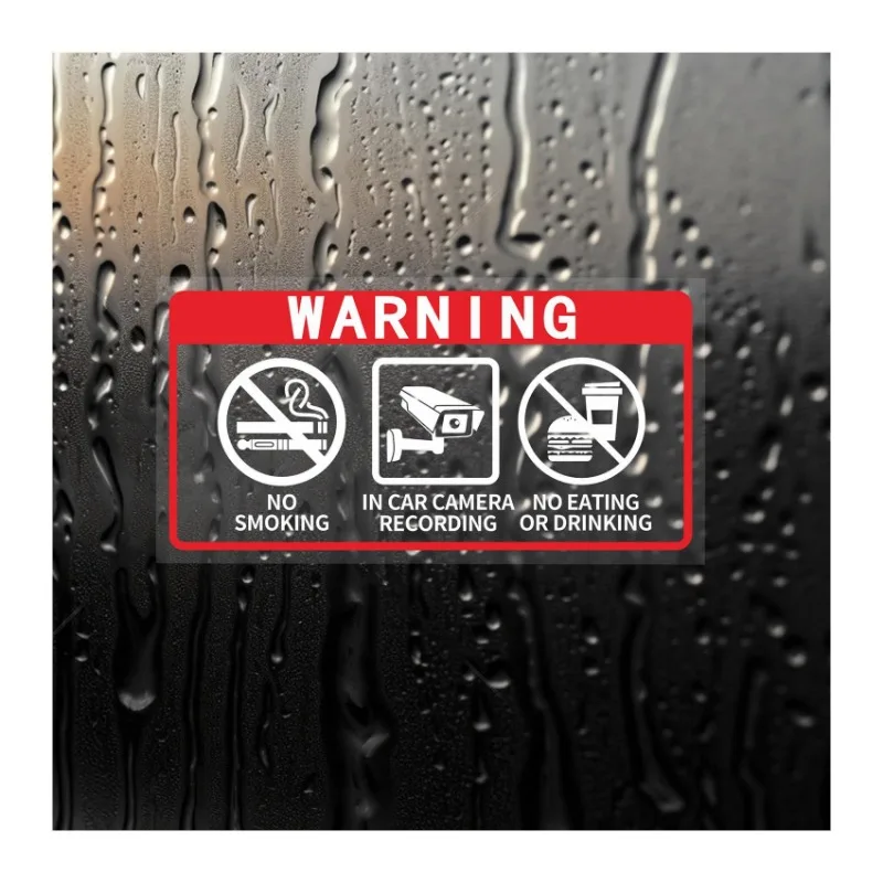 2Pcs 10cmx5cm English Warning Word Stickers No Smoking Camera Recording Anti-Theft Car Decals