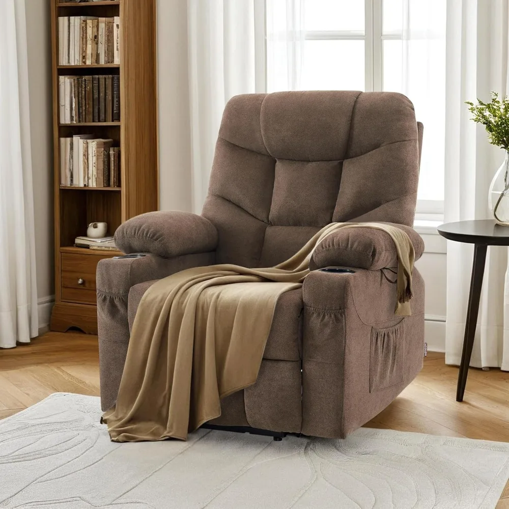 

Power Lift Recliner Chair with Extended Footrest for Elderly People, Fabric 7287 (Brown, Medium-Regular)