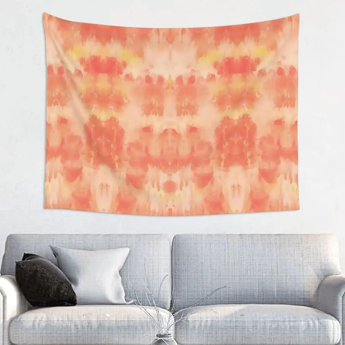 Custom Bright Orange Tie Dye Print Tapestries for Bedroom Dorm Traditional Dyeing Art Hippie Wall Hanging Tapestry Home Decor