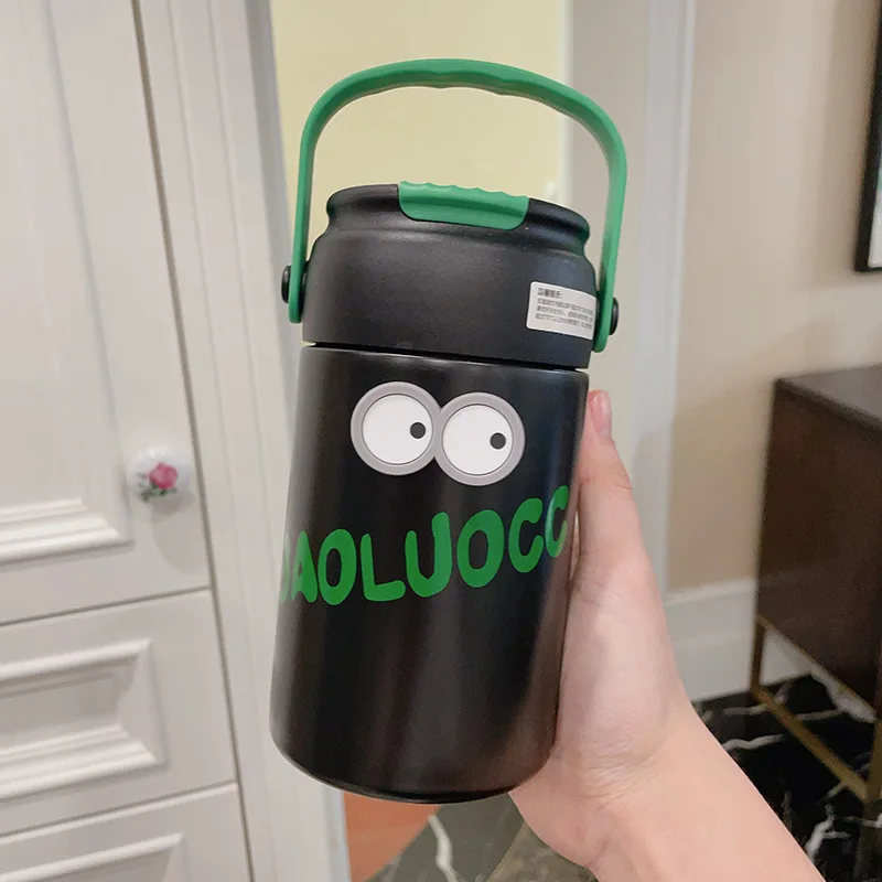 Cute Thermos Bottle With Tea Filter 3D Sticker Vacuum Flask Stainless Steel Water Coffee Milk Travel Straw Cup 550/750ml Gift