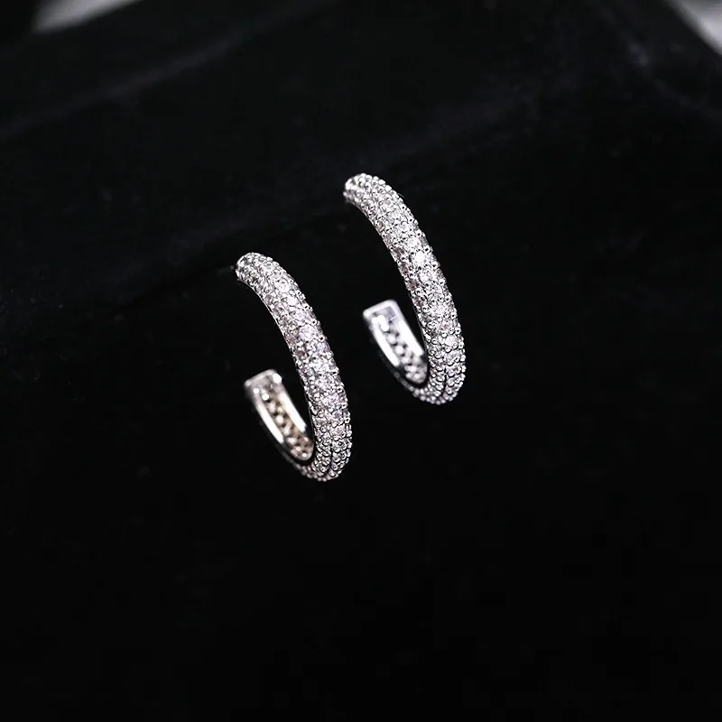 New in year 2025 earings Temperament Gothic style Zircon Women's stud earrings 925 silver needle for girls jewellery Decoration