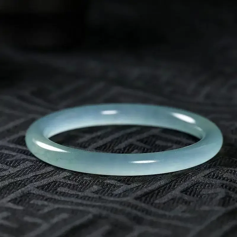 Oil cyan jade bracelet thin strip ice transparent seed light green jadeite jade bracelet jade