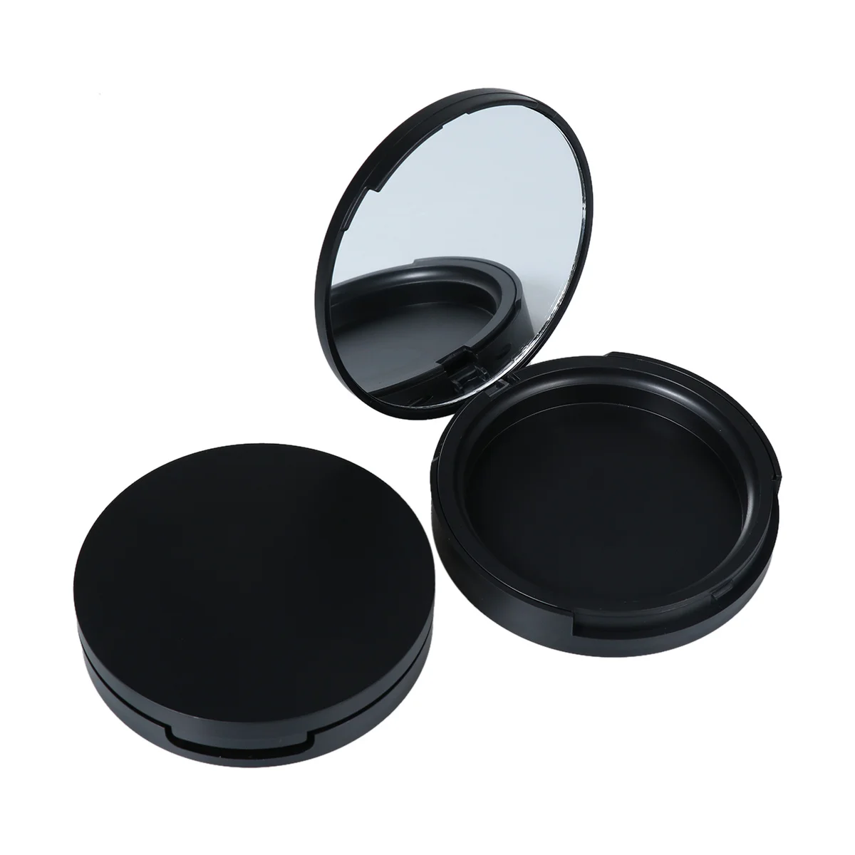 2 pçs redondo vazio preto recarregável creme recipientes leve portátil espelho compacto viagem bálsamo labial sombra caso