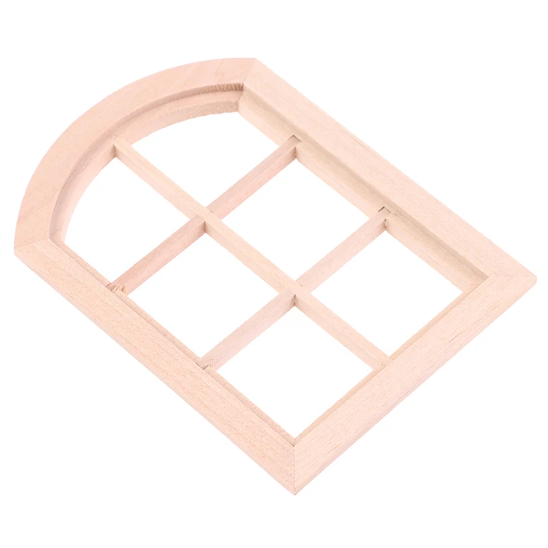 1:12 دمية مصغرة نافذة مقوسة خشبية نموذج اكسسوارات الأثاث #3