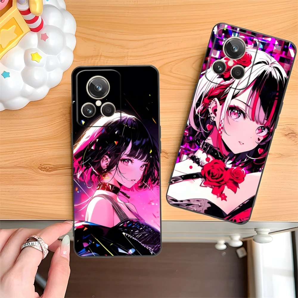 Custodia per cellulare Anime Pretty Girl carina per Realme GT 2 9i 8i 7i Pro X50 X2 C35 C21 C20 C11 C3 custodia nera per telefono