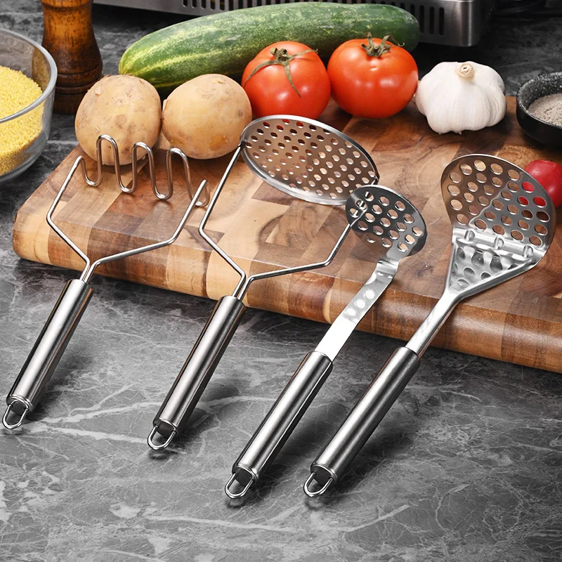 

Stainless Steel Potato Press Manual Grinder Household Kitchen Potato Press Wavy Round Hole Square Hole Potato Press Kitchen Item