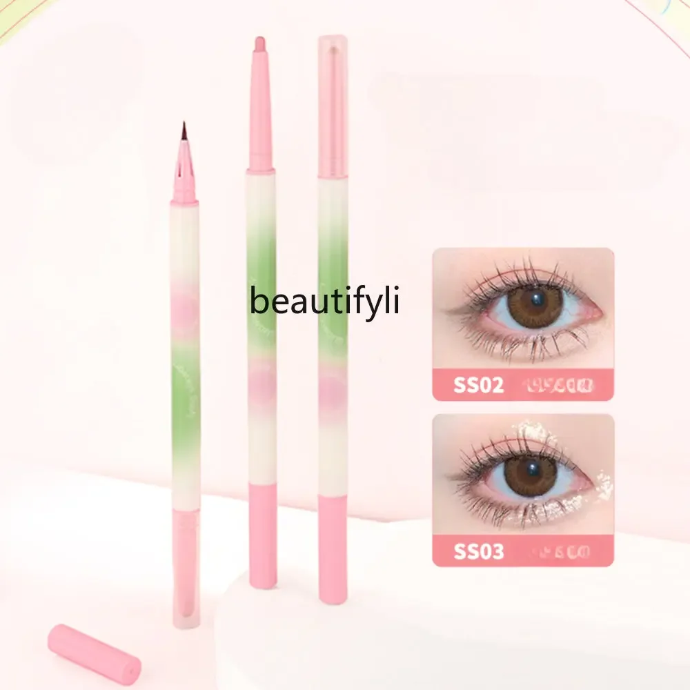 yj Eye Shadow Pen Double-Headed Matte Shimmer Natural Sweat-Proof Glue Pen Dual-Use Eyeshadow Outline Shadow Eyeliner