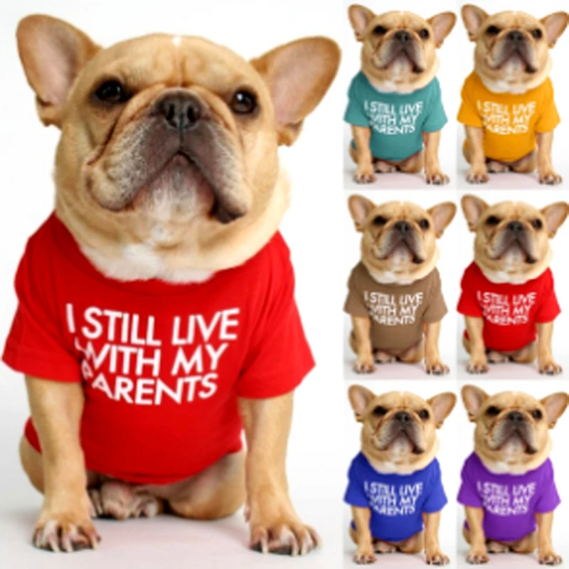 New French bulldog dog clothes round collar T-shirt pet cat clothing design dog clothes for medium dogs puppy dog pajamas