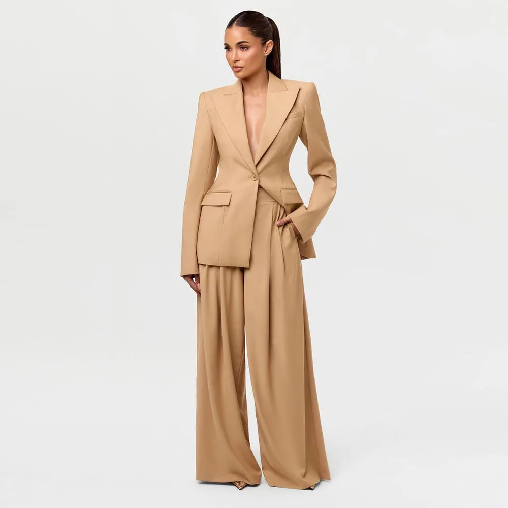 

Повседневные мужские костюмы высокого качества, комплект из 2 предметов, куртка, брюки, на одной пуговице, с лацканами, для торжественных случаев, свободная женская одежда, стильный 2025