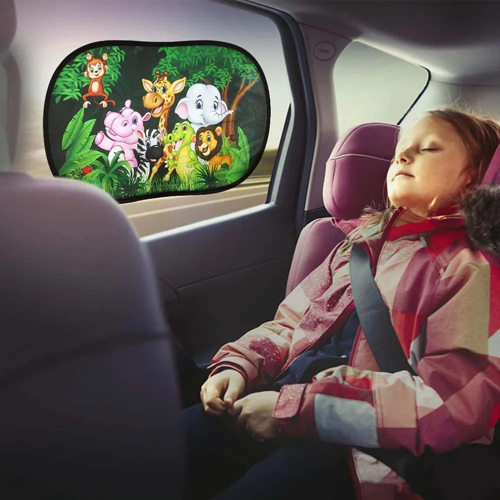 Película de cortina de ventana trasera de dibujos animados para coche, parasol, accesorios para asientos de coche, protege a tu bebé y niños de los rayos UV