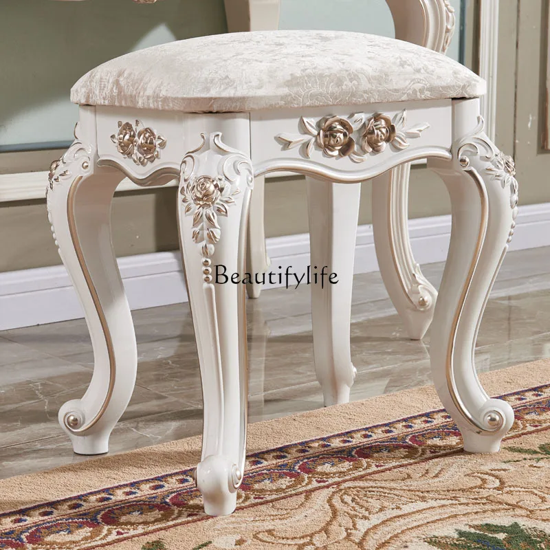 European dressing table, all solid wood dressing, simple European small luxury dressing table