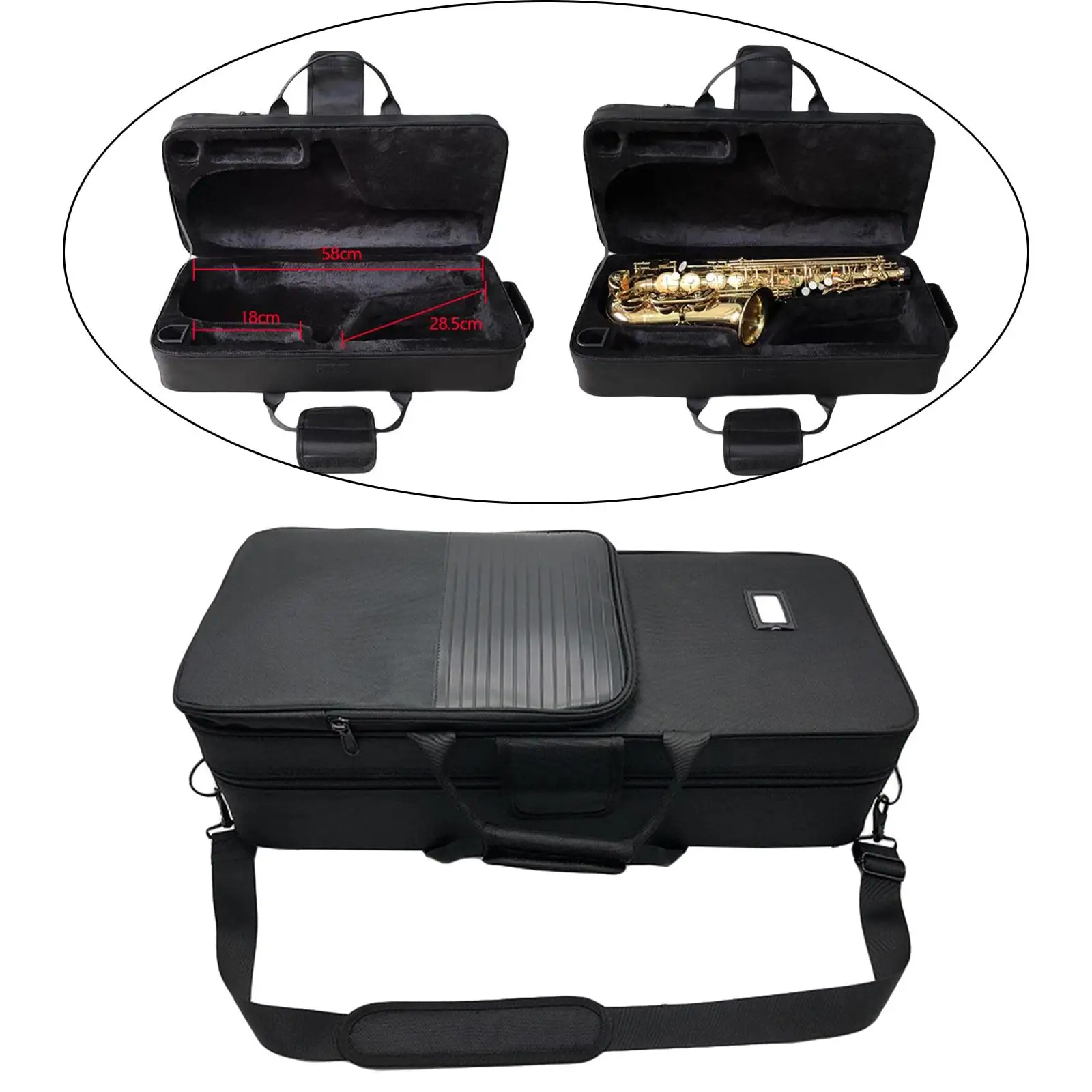 Saxophone Case for Alto with Pocket Pressureproof Portable Lightweight Adjustable Shoulder Strap Luggage Hard Bag Carrying Bag