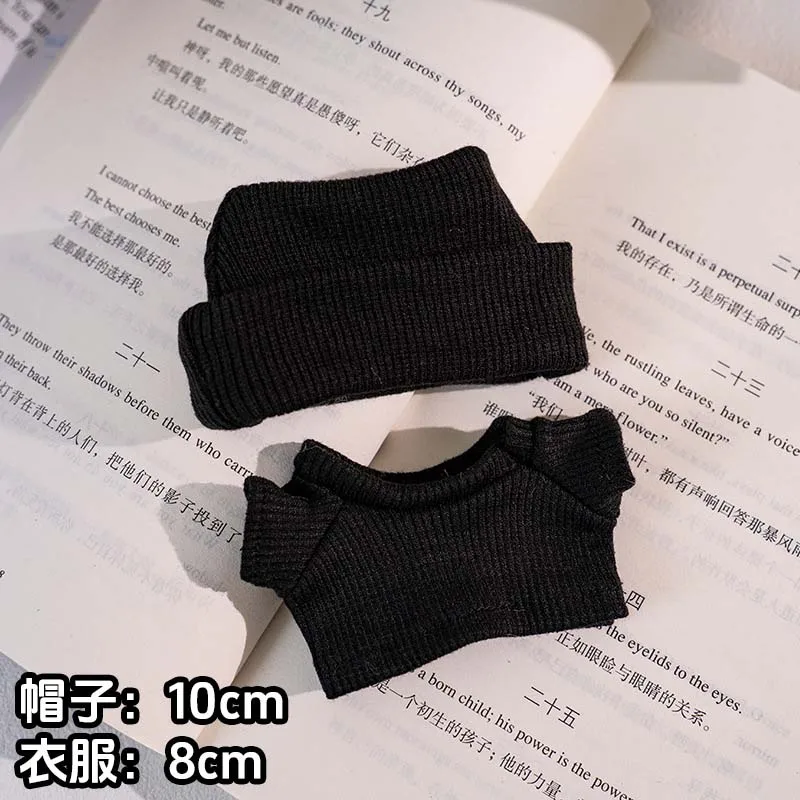 Für 15–17 cm Labubu-Puppenkleidung, Flanschmütze, Pullover, T-Shirt, kurzes Set, Kleidung, passende Canvas-Schuh- und Brillenzubehör