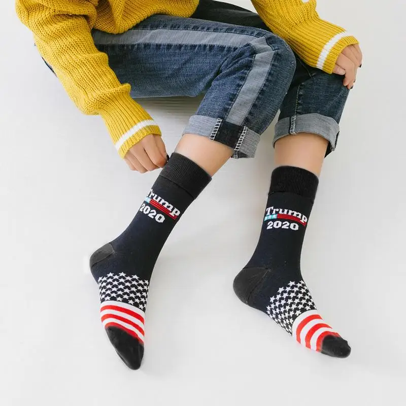 Trump 2024 Socks Funny Dress Socks Washable Trump Gifts For Men Mens Novelty Socks With American Flag Design For Women Men