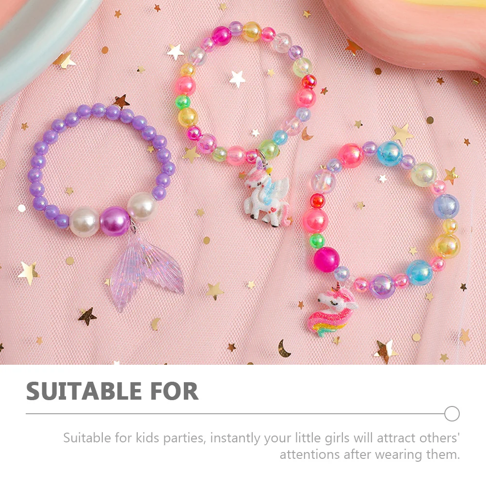 3 مجموعات مجوهرات الأطفال قلادة سوار الإبداعية الراتنج البلاستيك الساحرة الاطفال هدية عيد ميلاد طفل فتاة مطرز مجموعة مجوهرات #4