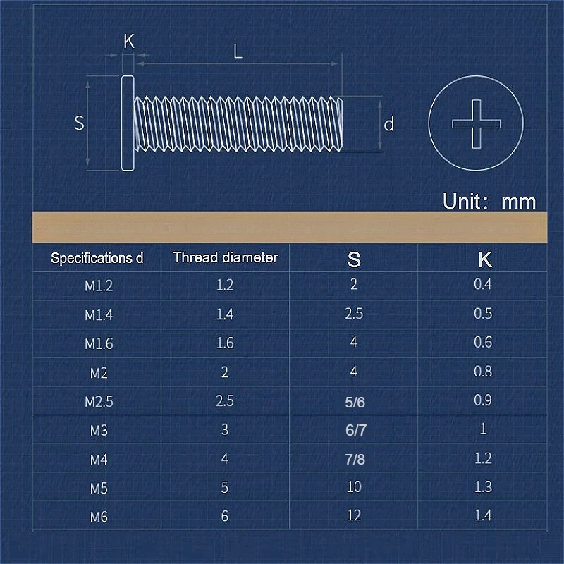 20-100pcs M2 M2.5 M3 M4 Nickel Plated Carbon Steel Phillips Cross CM Ultra Thin Super Low Flat Wafer Head Screw Bolt