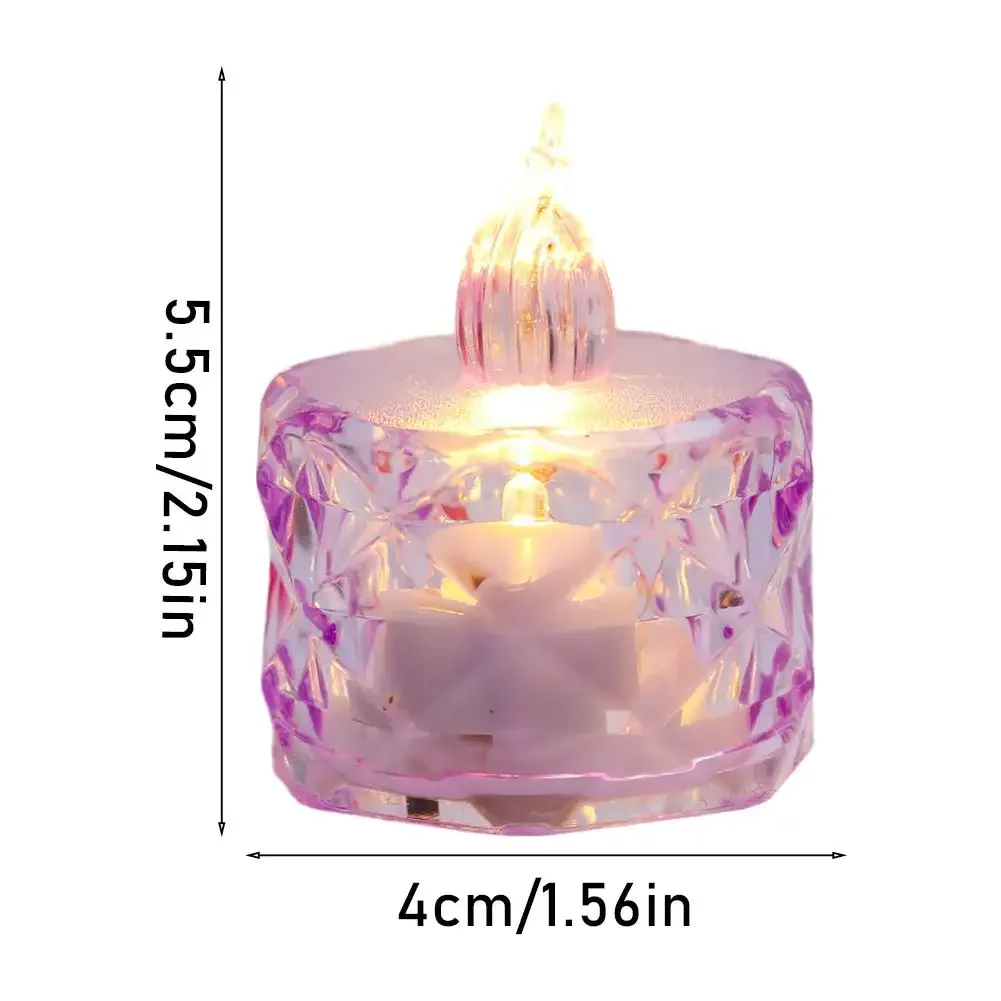 フレームレス LED ライトキャンドル LED クリスタルキャンドルライト透明シェル電子ナイトランプデートパーティーホリデーホームデコレーション