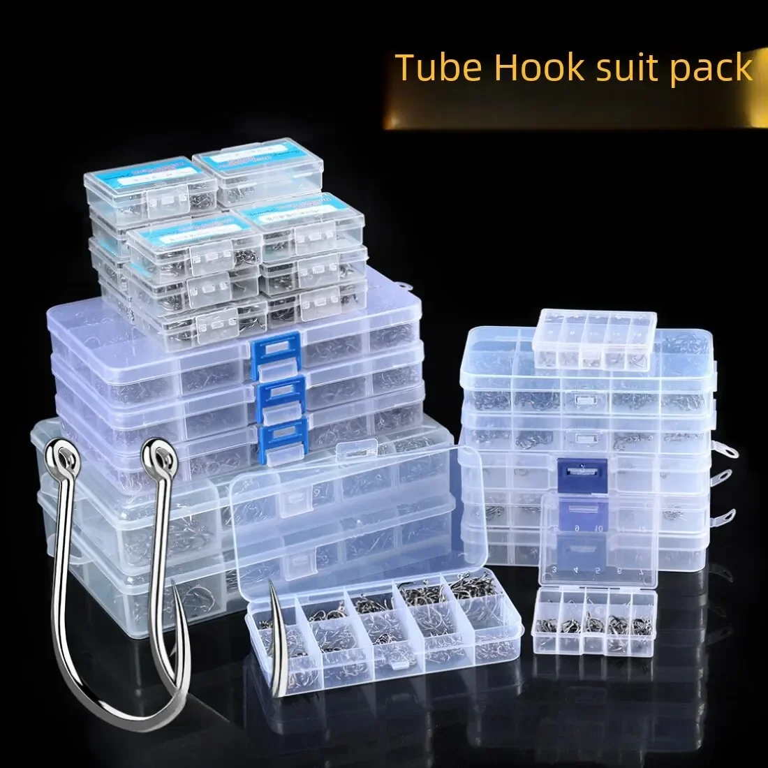 400Pcs Boxed High Carbon Steel Fishing Hooks Wide Gap Offset Fishing Hook Set for Saltwater and Freshwater with 10 Sizes image 2