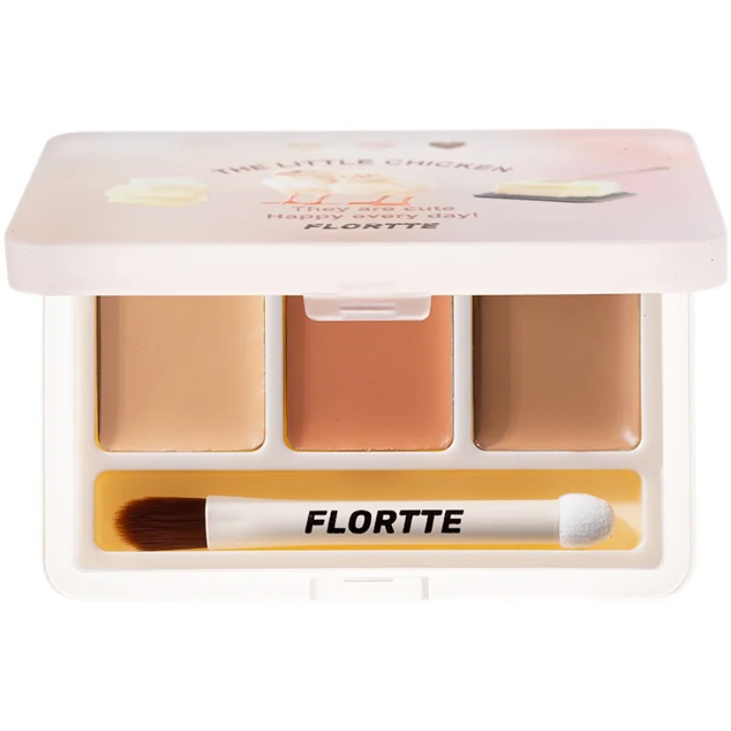 FLORTTE Beauty The Little Chicken 3 Colors Concealer Palette Cute Cove Concealer Cream Lasting Moisturizing