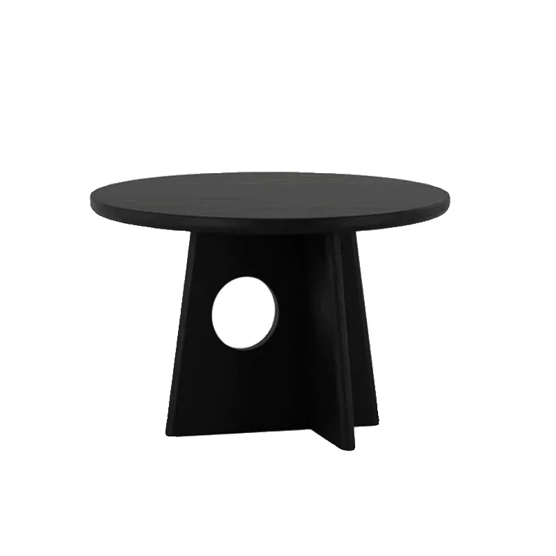 

Medieval solid wood round dining table, ash wood, household black round table