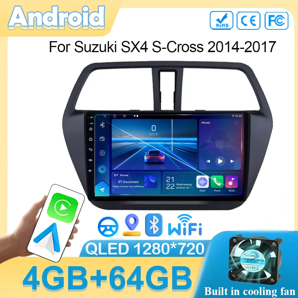 

Автомобильный Android для Suzuki SX4 S-Cross 2014-2017 радио навигация GPS головное устройство стерео 5GWIFI мультимедийный беспроводной Carplay авто видео