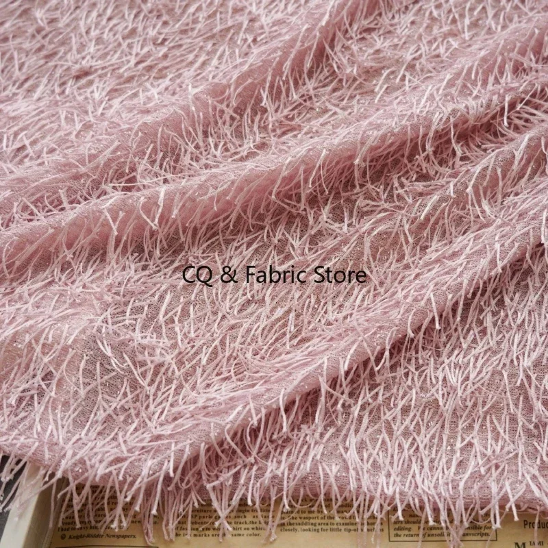 

Мерцающая осенне-весенняя окрашенная ткань из пряжи с кисточками, идеально подходит для женской одежды и пошивки по одеву во дворе.