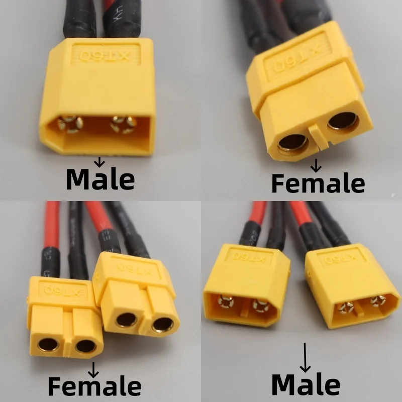 1 to 2 XT60 Splitter Cable 14AWG High Temp Silicone Wire for RC Drone Battery Power Distribution