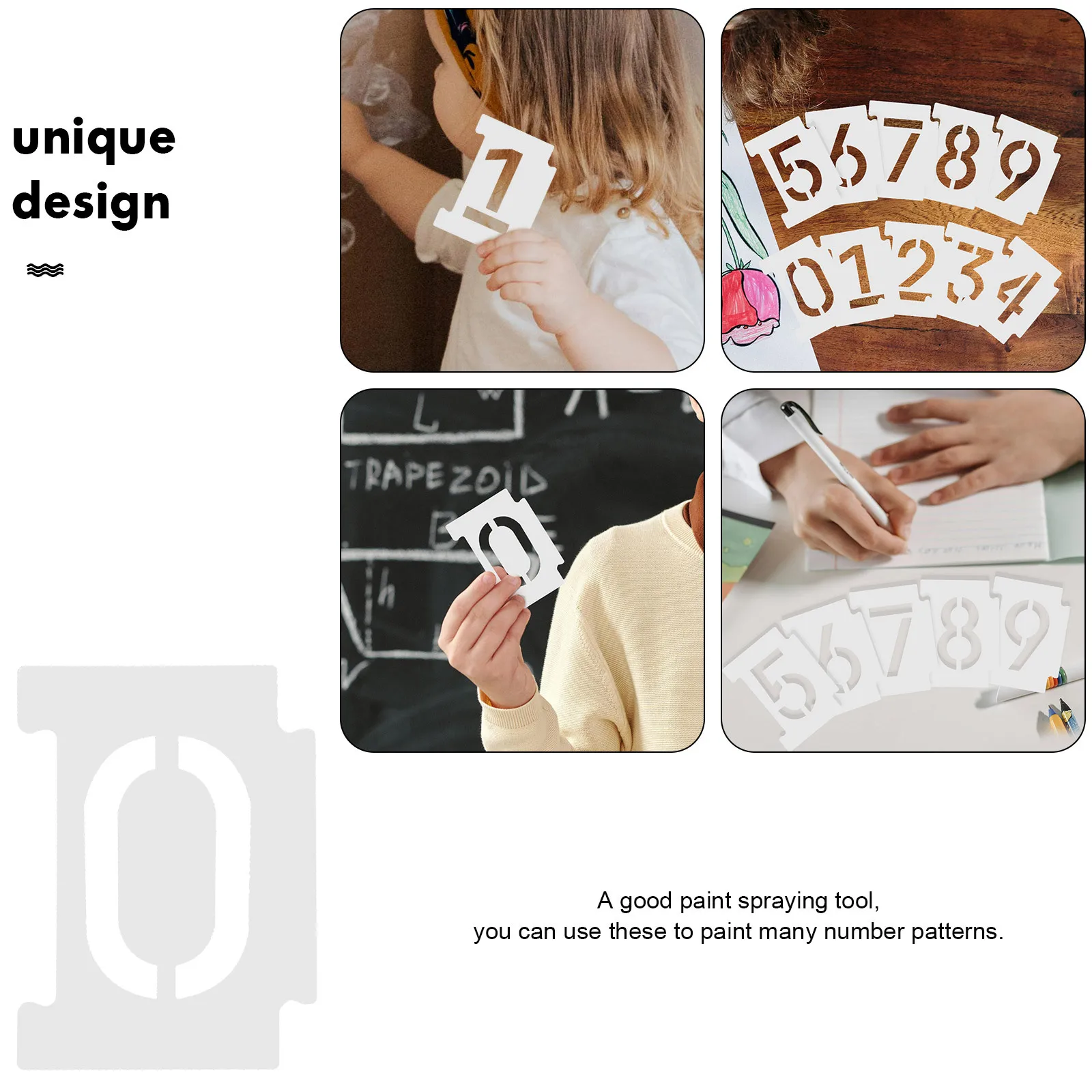 

1Set Number Painting Stencils Pet Material Smooth Washable for Kids DIY Art Crafts Painting Templates Number Stencils