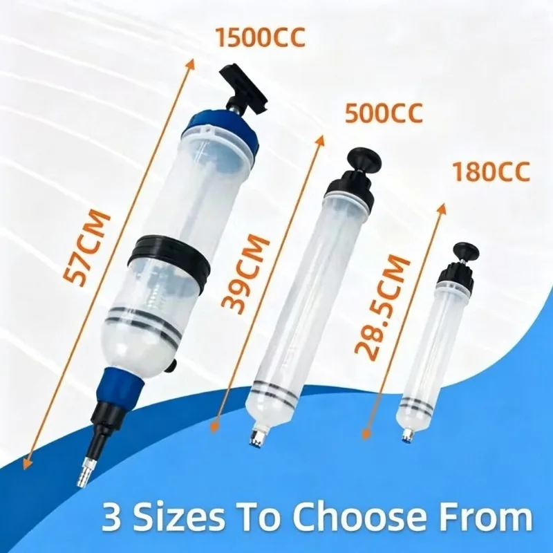 Liquid Extractor Pump,Manual Oil Pump,Oil Suction Syringe with Hose for 200/500/1500mL Oil Suction Syringe Vacuum Syringe Style