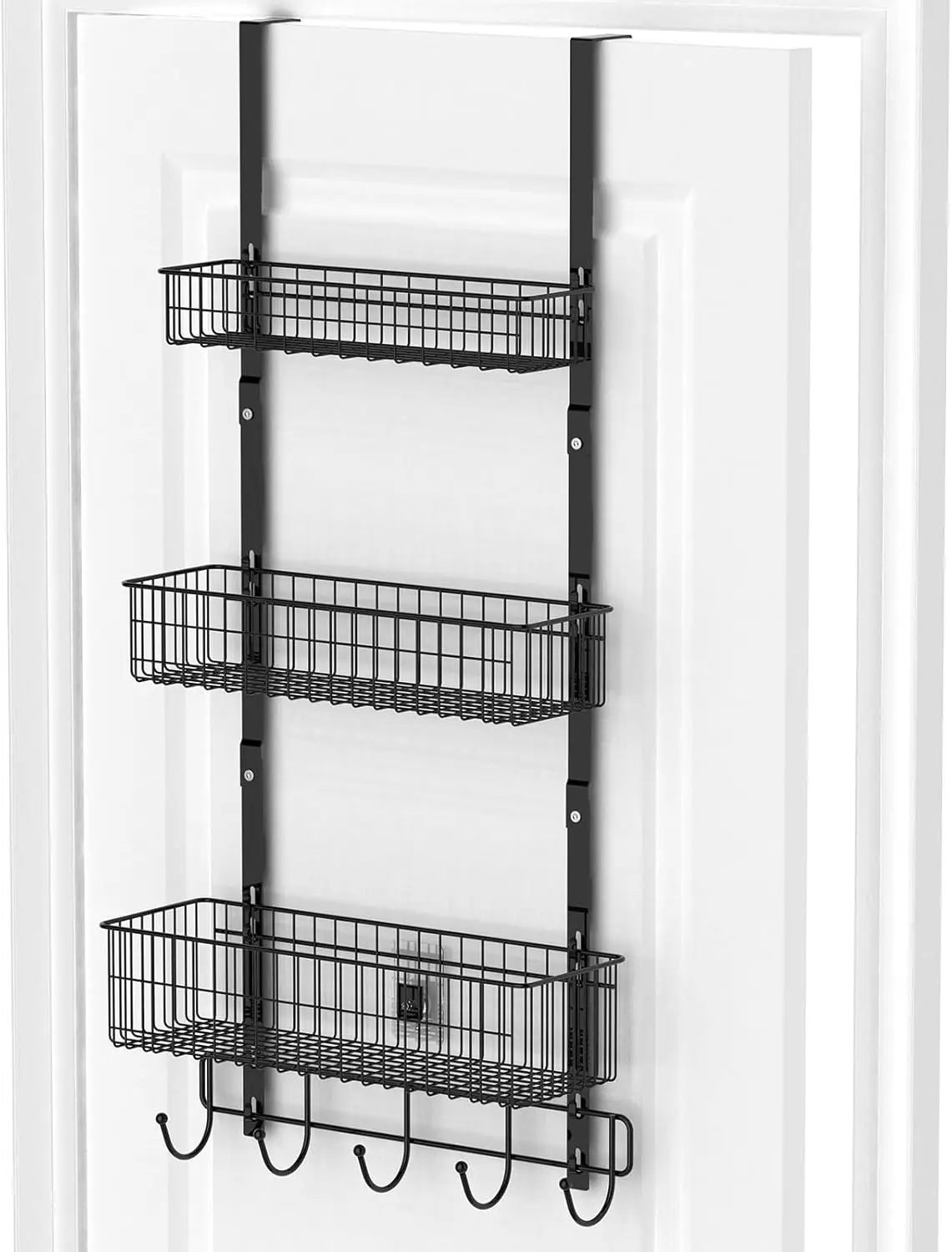 

Over The Door Organizer with Hooks 3 Tier Back Towel Hanger Baskets Metal Behind Hanging Storage