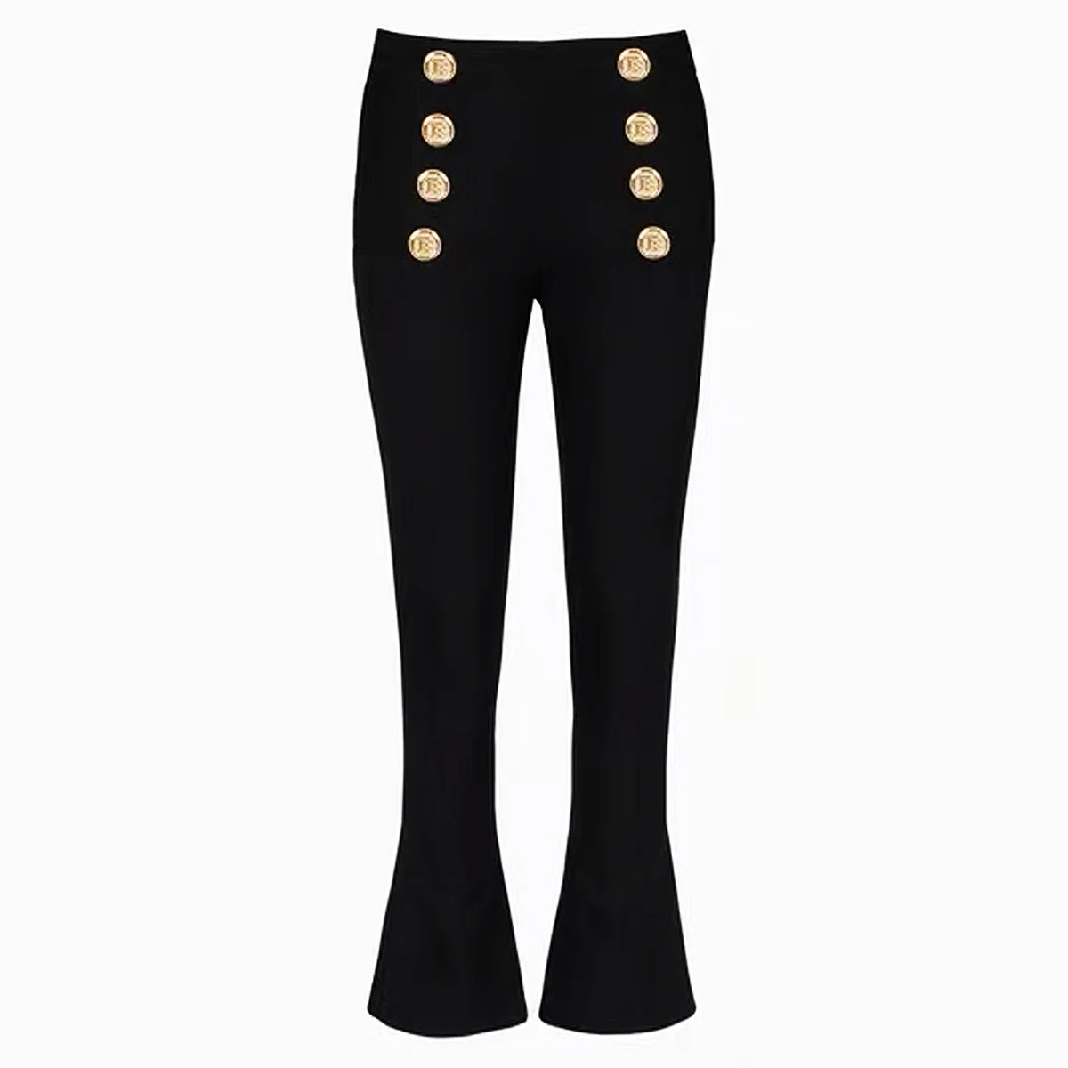 

Spring And Autumn Fashion Black Double Breasted Temperament Commuter High Waist Wide Leg Horn Hanging Long Casual Pants
