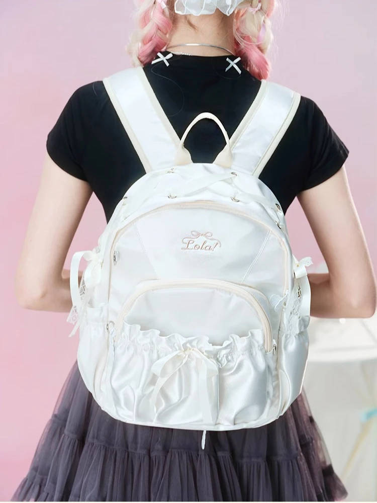2025 Spring and Summer New Schoolbag Girl's Y2k Backpack Student Fashion Versatile Large Capacity Kawaii Schoolbag Bow Itabag