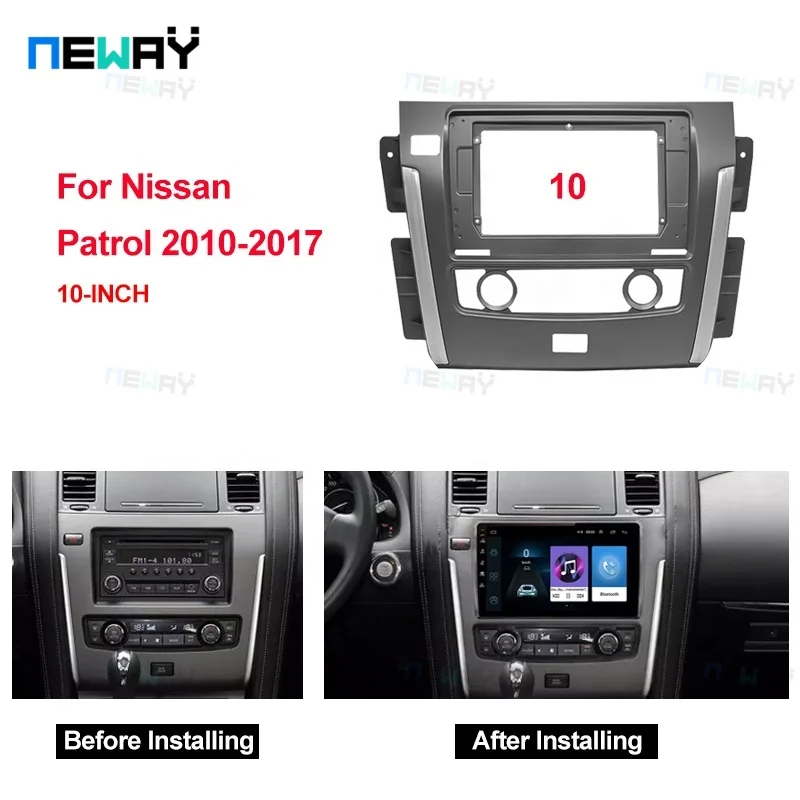 10 inch DVD player Multimedia Audio double din car fascia stereo radio frame For nissan patrol 2010-2017