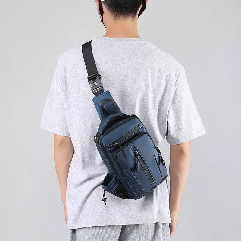 Men's Fashion Crossbody Bag Multi Directional Men's Shoulder Bag Waterproof, Wear Resistant, Portable USB Charging Chest Bag