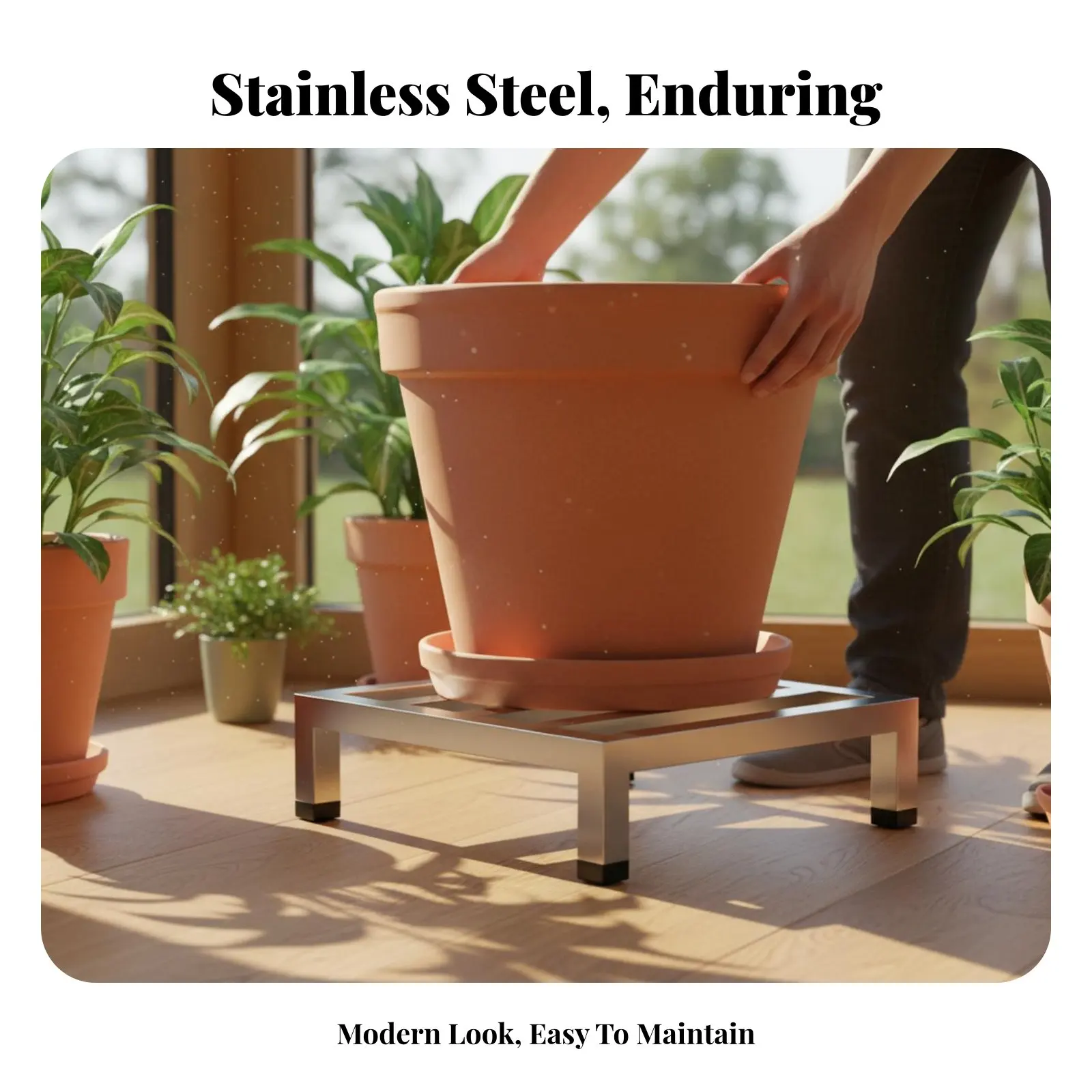 

Sturdy-Duty Riser Stand Versatile Support Frame Sturdy Construction Brushed Finish for Kitchen, Warehouse