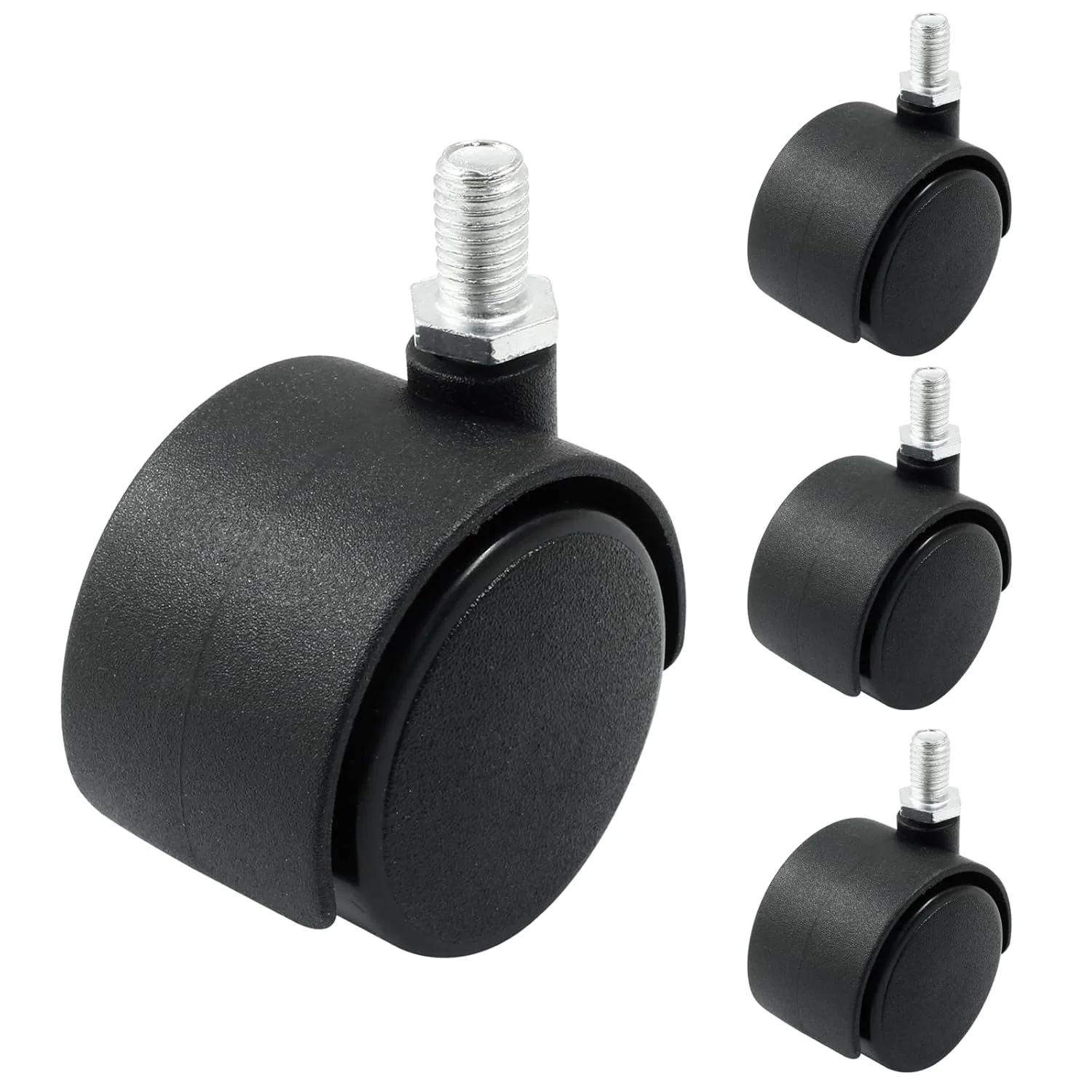 4 Pack 2 Inch Swivel Stem Caster Wheels Replacement Casters Brake Metric Threaded Stem M8 Wheels for Table Drawer Plant Shelf