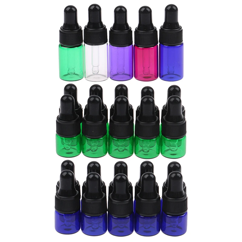 10pcs 1ml/2ml/3ml Empty Clear Amber Glass Dropper Bottle With Pipette Refillable Essential Oils Travel Bottle Container Makeup