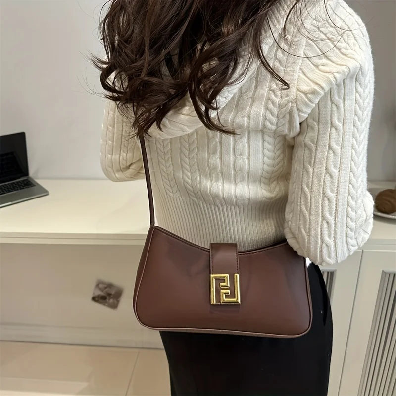 حقيبة يد نسائية حقيبة كتف مع حزام قابل للتعديل وإبزيم للإغلاق، محفظة كاجوال للنساء للمواعدة والتسوق والاستخدام اليومي #6