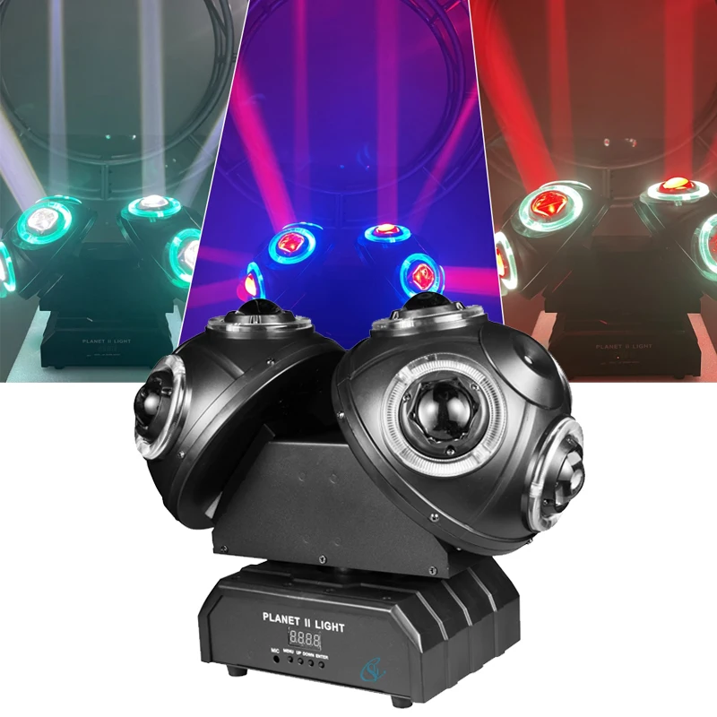

Disco Light LED RGB 120 Вт Двойной кронштейн с подвижной головкой Красный и зеленый лазер DMX512 Лампа для бара DJ Party Show