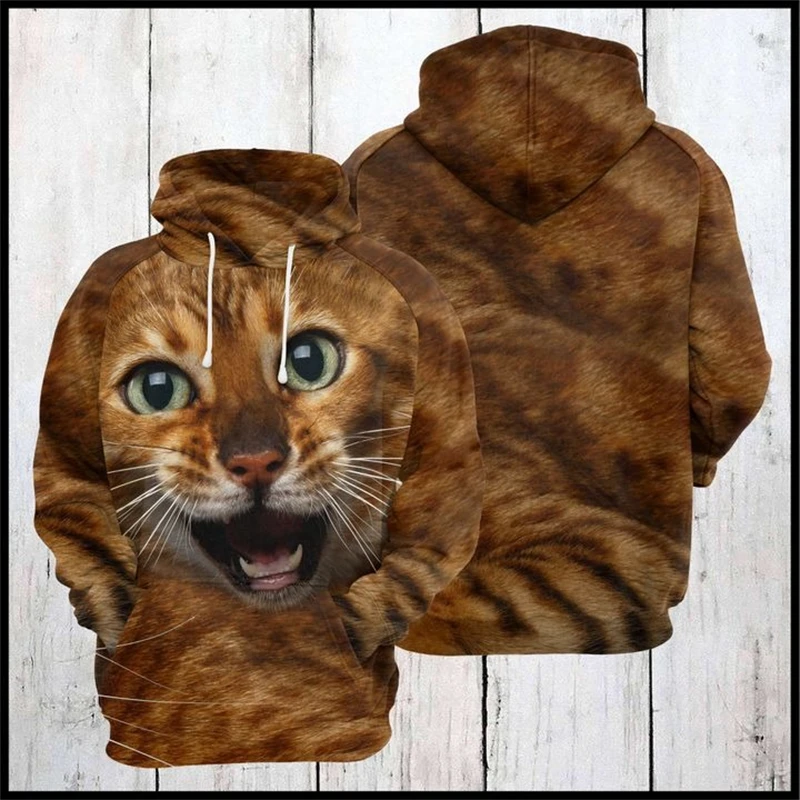 Different Design Cute Cat Hoodie Men's Clothing 3D Printing Long Sleeve Pullover Sweatshirt Camouflage Animal Autumn Hoodies