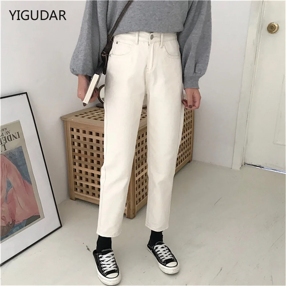 

Women Jeans Vintage Straight Mom Jeans Loose Blue Denim Pants Ankle Length Trousers Female Casual Streetwear Harem Pants Jeans