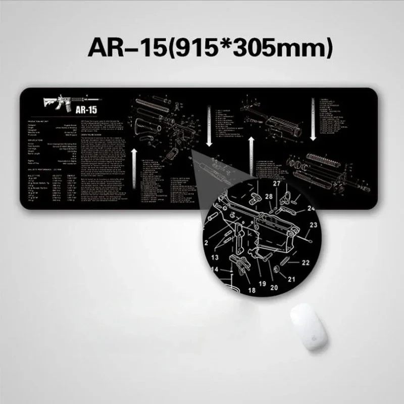 Tactical Gun Cleaning Mat Rubber Punisher SIG SAUER P250 AR 15 AK 47 Front Glock 17 19 With Parts Diagram Instructions Mouse Pad