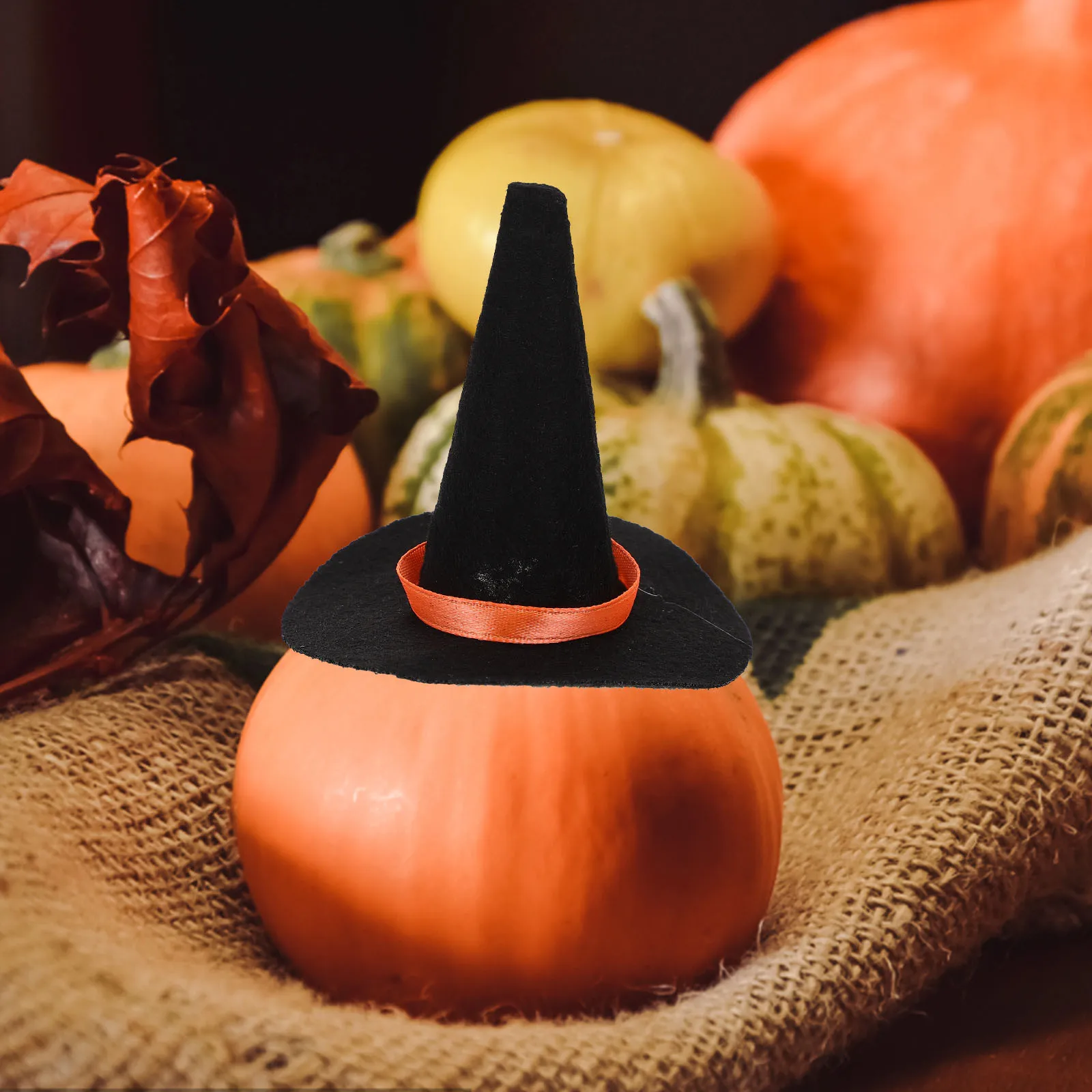 

10pcs Halloween Witch Hat Wine Bottle Covers Mini Felt Hats For Party Decoration Diy Decorative Caps Halloween Room Decor