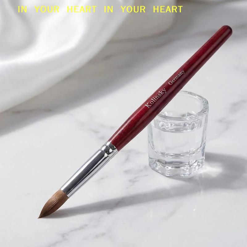 

Кисть для наращивания ногтей акриловым гелем с красной деревянной ручкой, профессиональный инструмент для маникюра, для наращивания ногтей, для салонов и домашнего использования