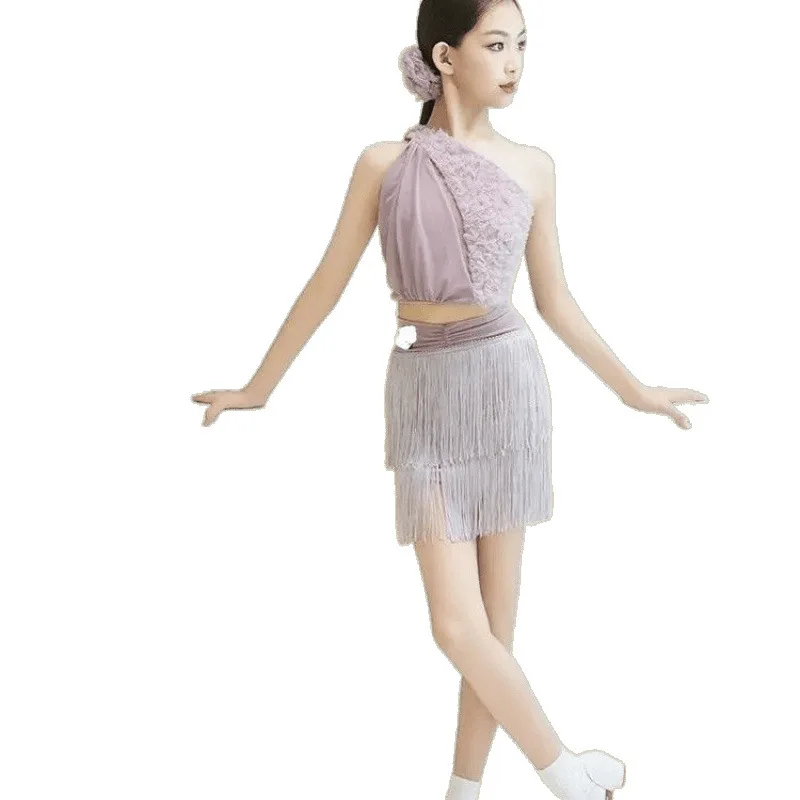 New Latin Dance Advanced Suspender Split Performance Suit Children's Summer Practice Performance Suit