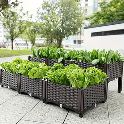 Pudełko do sadzenia warzyw Stojak na rośliny Duża doniczka Podniesione łóżko ogrodowe Pudełko do sadzenia Plastikowa doniczka ogrodowa Dekoracje zewnętrzne